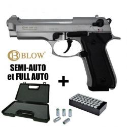 VENTE FLASH PISTOLET A BLANC BLOW F92 FULL AUTO - 9MM PAK Chrome mat