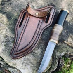 couteau de chasse artisanal / corne de bélier / buffle noir