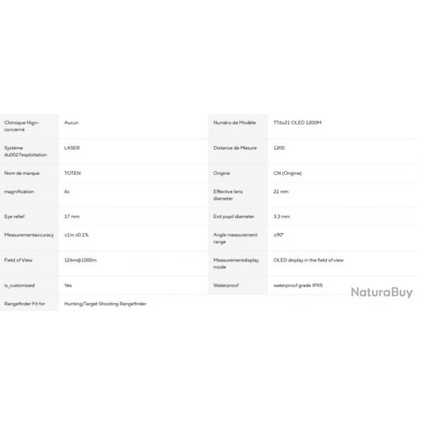 TOTEN - jumelles  longue porte 6x21 OLED 1200m paiement en 3 ou 4 fois -