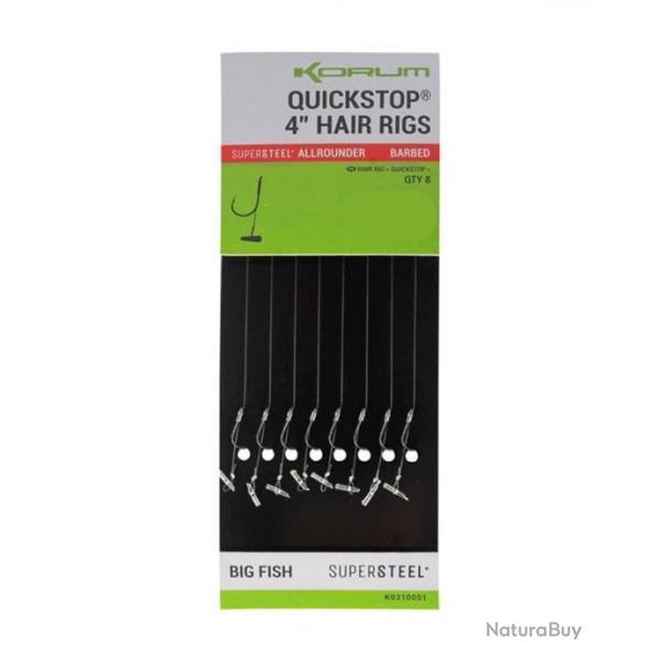 KORUM BAS DE LIGNE BIG FISH QUICKSTOPS HAIR RIGS BARBED 10CM KORUM 12 4''/10cm 0,26mm