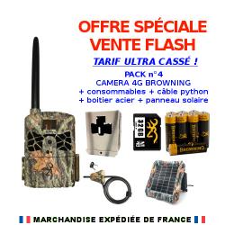 VENTE FLASH PACK 4 Caméra Browning Defender Wireless 4G + boitier câble piles SD et panneau solaire