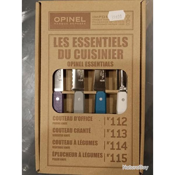 ENSEMBLE DE 3 COUTEAUX inox D OFFICE ET 1 EPLUCHEUR OPINEL  port inclus ref:opi03