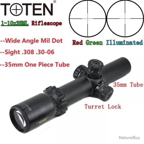 TOTEN Lunette de Vise 1-10x28 Scope paiement en 3 ou 4 fois  - LIVRAISON GRATUITE !!