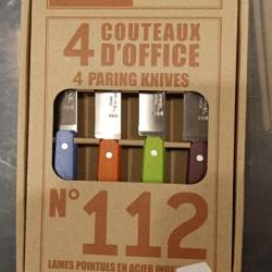 ENSEMBLE DE 4 COUTEAUX OFFICE INOX OPINEL  MANCHE COULEUR port inclus ref: opi08