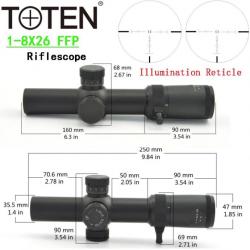 TOTEN Lunette de Visée  1-8x26FFP paiement en 3 ou 4 fois  -