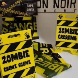 NOUVEAU! PACK POLICE "ZOMBIE" AVEC RUBALISE "DANGER ZOMBIE" +4 CHEVALLETS "SCENE DE CRIME" NEUF!