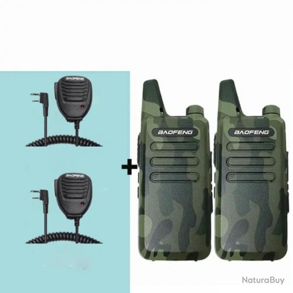 Paire de Talkies-Walkies Baofeng BF-T20 (Camo) + 2 Micros - LIVRAISON GRATUITE