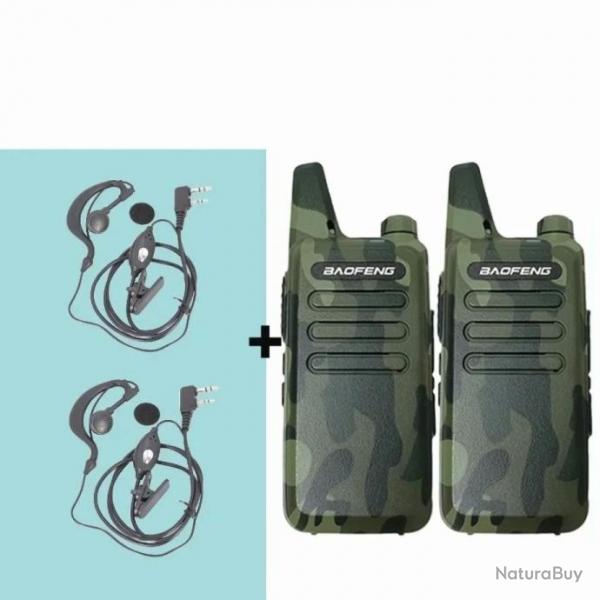 Paire de Talkies-Walkies Baofeng BF-T20 (Camo) + 2 Ecouteurs - LIVRAISON GRATUITE