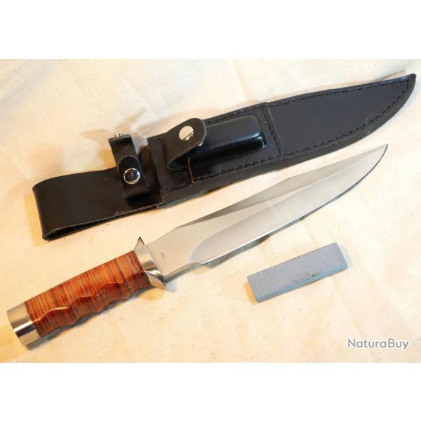 Couteau BOWIE CHASSE Bker MAGNUM 440A dot d'une pierre  affuter -ref  EBR24MAG001