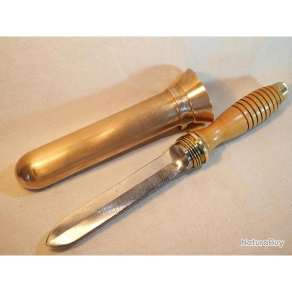 Rare couteau scaphandrier USN DESCO Poignard plongeur scaphandrier laiton acier bois - SDC24ARB005