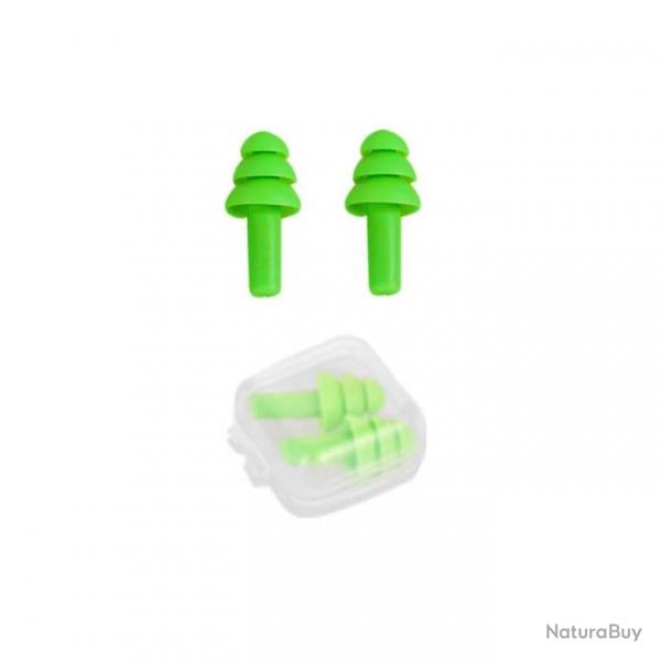 Bouchons d'oreille en silicone rutilisables - Verts