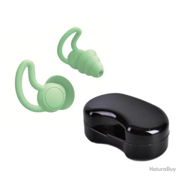 Bouchons d'oreille en silicone vert rutilisables