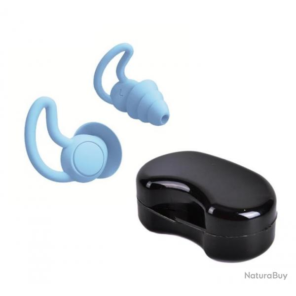 Bouchons d'oreille en silicone bleu rutilisables