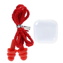 Bouchons d'oreille en silicone avec cordon - Rouge