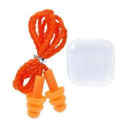 Bouchons d'oreille en silicone avec cordon - Orange