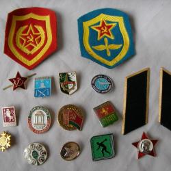 WW2/POSTWAR RUSSIE LOT PATCHS BROCHES GRADE INSIGNES RUSSES MILITAIRES ET CIVILES DIVERS