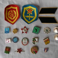 WW2/POSTWAR RUSSIE LOT PATCHS BROCHES GRADE INSIGNES RUSSES MILITAIRES ET CIVILES DIVERS