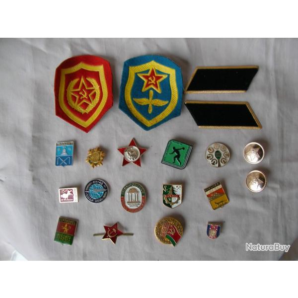 WW2/POSTWAR RUSSIE LOT PATCHS BROCHES GRADE INSIGNES RUSSES MILITAIRES ET CIVILES DIVERS