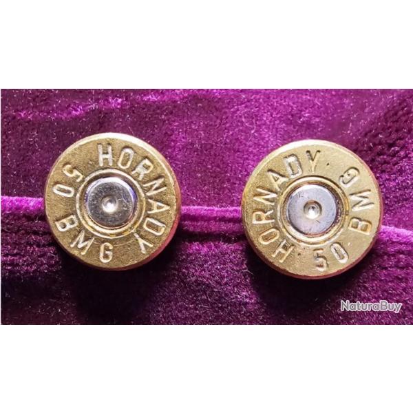 Boutons de manchettes - Hornady 50 BMG. Faits main aux USA