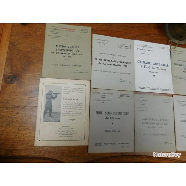 lot de notices de l'arme , annes 60