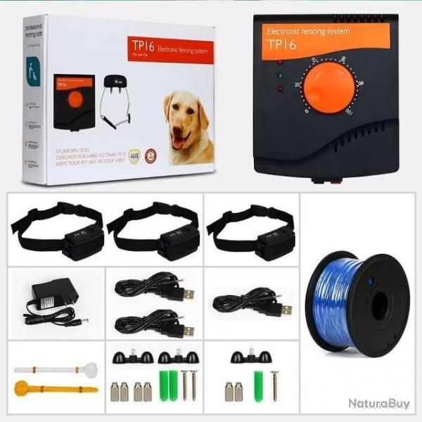 PACK ANTI-FUGUE POUR 3 CHIENS COLLIER ET CLTURE LECTRIQUE 5 MODES DE STIMULATION LIVRAISON GRATUIT