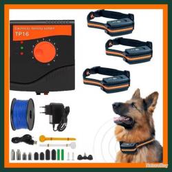 COLLIER ELECTRIQUE 3 CHIENS + CLOTURE ENTERREE - 5 NIVEAUX DE STIMULATION LIVRAISON GRATUITE