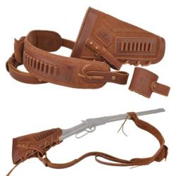 WAYNE'S DOG-Crosse de fusil en cuir imbibé de sangle MARRON GAUCHE .357 .30-30