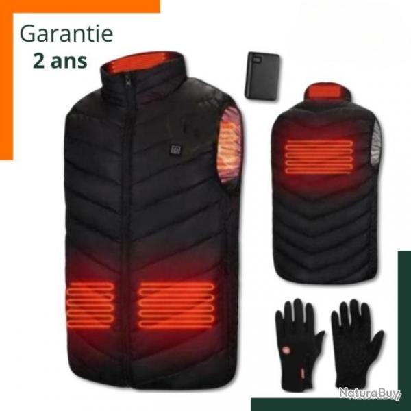 Gilet chauffant  4 zones 3 modes + Gants + Batterie 10 000mAh - Livraison rapide