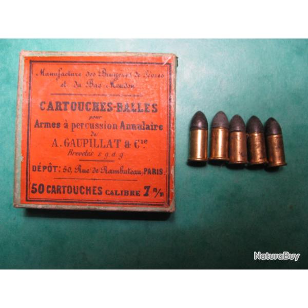 Une rare cartouche Cal 7mm Annulaire de A. Gaupillat vers 1866 des Bruyeres de Svre et bas Meudon