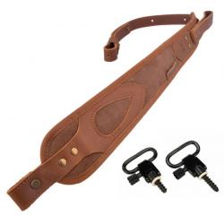 Sangle de fusil en cuir durable avec 2 attache Marron LIVRAISON GRATUITE !!