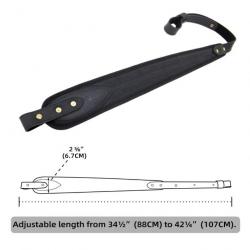 Sangle de fusil de chasse en cuir réglable Avec 2 attaches NOIR