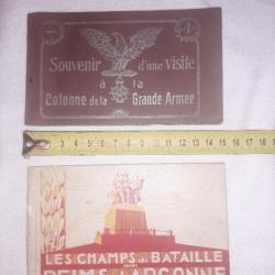 2 Livrets de cartes postales Les Champs de Bataille de Reims à l'Argonne et Colonne de la Gde Armée