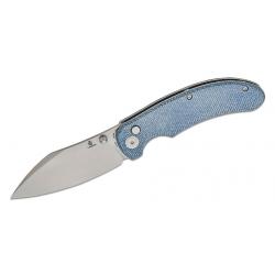 Couteau Tenable Nesstreet Blue Micarta Lame Sheepsfoot Acier 14C28N IKBS Button Lock Clip T1039F5