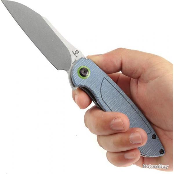 Couteau Tenable Prometheus Blue Manche Micarta Lame Acier 14C28N SW Sheepsfoot IKBS Clip T1040A3