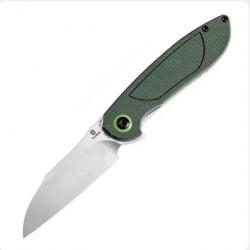 Couteau Tenable Prometheus Green Manche Micarta Lame Acier 14C28N SW Sheepsfoot IKBS Clip T1040A2