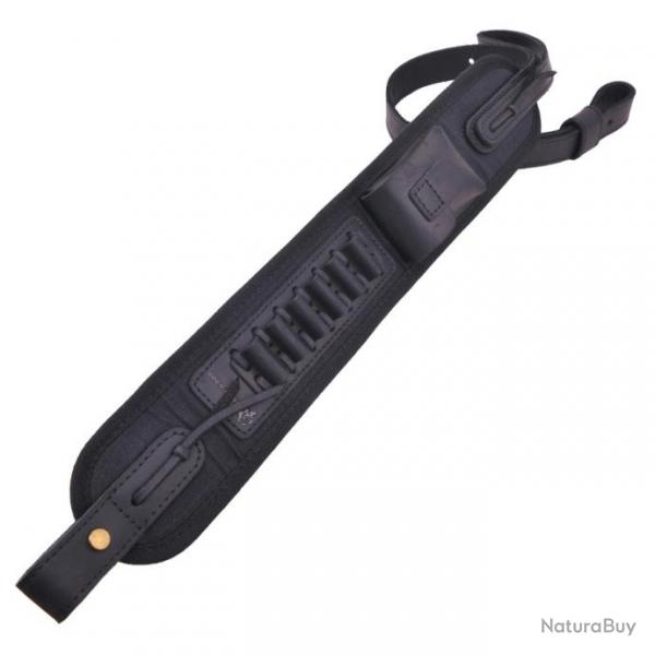 Sangle porte-munitions en cuir et toile pour fusil Black(.308 .45-70) LIVRAISON GRATUITE !!