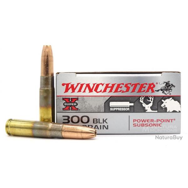 Pack de 5 boites de 20 cartouches WINCHESTER - Calibre 300 AAC Blackout 200 gr- Super X, Power Point