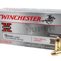 PACK de 20 boites de 50 cartouches WINCHESTER SUPER X - Calibre 9mm - 124gr - FMJ (1000 cartouches)