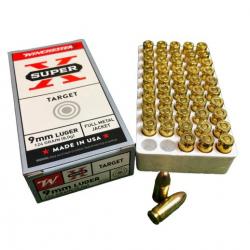 PACK de 20 boites de 50 cartouches WINCHESTER SUPER X - Calibre 9mm - 124gr - FMJ (1000 cartouches)