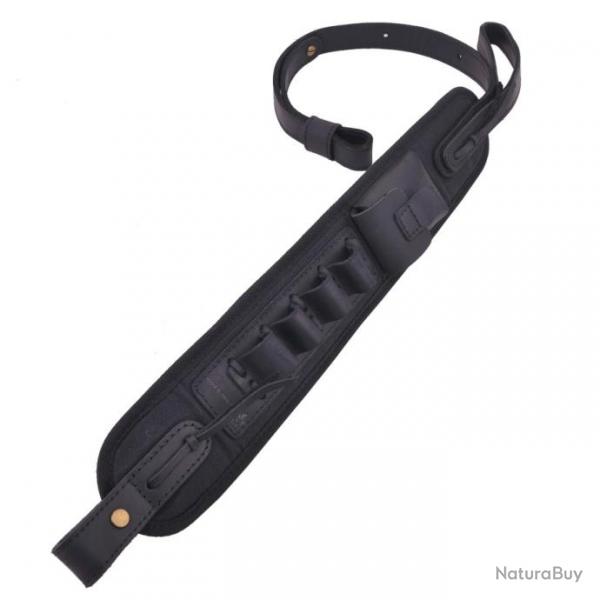 Sangle de transport en cuir pour fusil de chasse Black(12 Gauge)