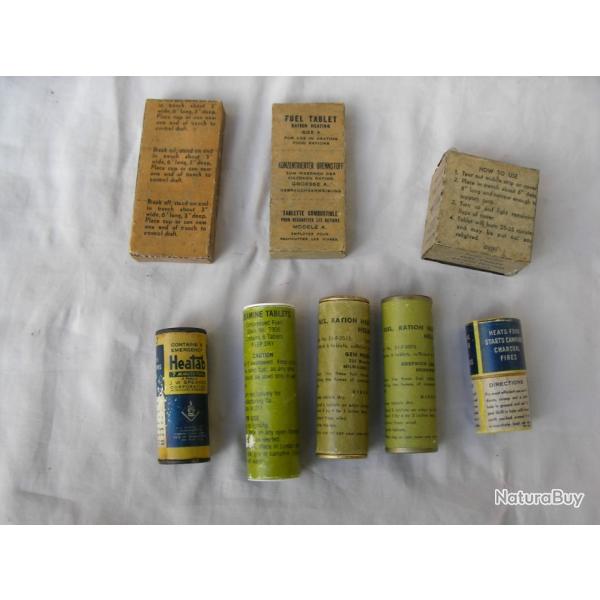 WW2/POSTWAR US LOT DE 8 FUELS TABLETS MILITAIRES AMRICAINS DIFFRENTS MODLES RFRENCS GI