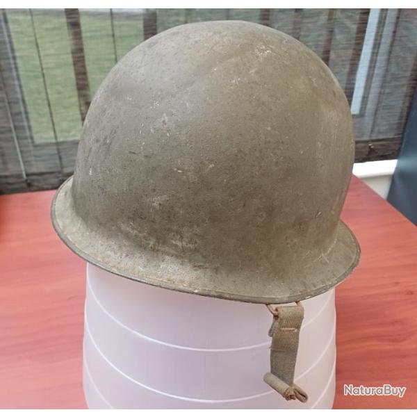 Ancien casque lourd franais mod. 1951 - guerre d'Algrie - fabrication 1954