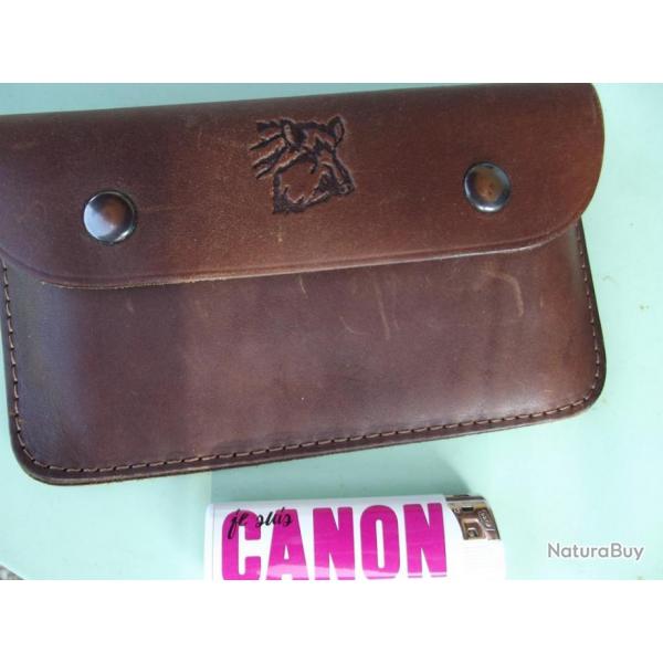 BRADE - Etui de ceinture pour le transport des balles 10 emplacements en cuir marron NEUF