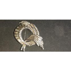 BROCHE EN ARGENT ET STRASS 1930 2