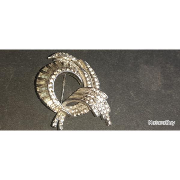 BROCHE EN ARGENT ET STRASS 1930 2