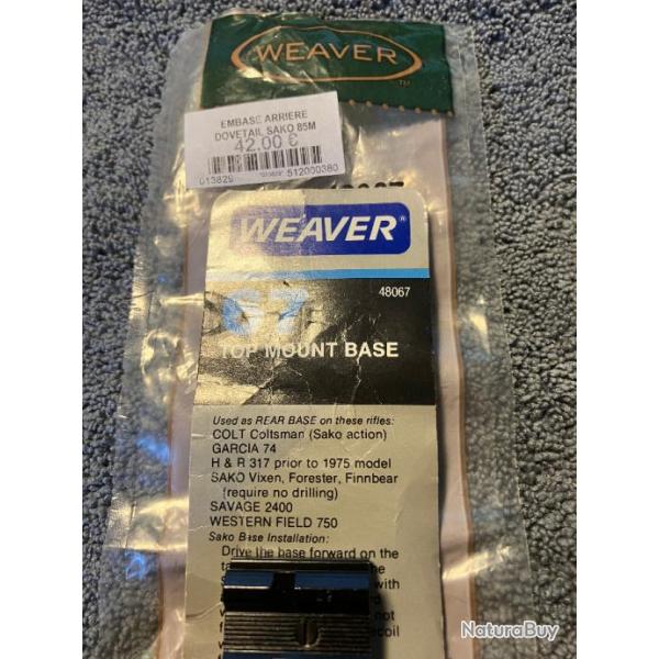 embase Weaver 67 pour transformer le rail (sako...)en norme Weaver/picatiny