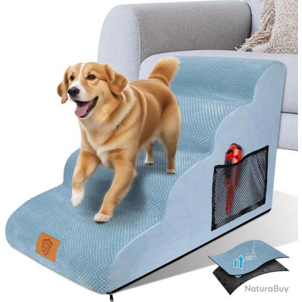 Escalier pour chien - 4 marches - Portable - Mousse haute densit - Pour grands chiens et chats