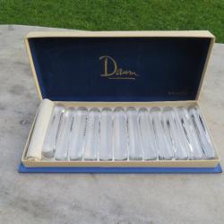 Ancien coffret contenant 12 Porte-couteaux en CRISTAL de la maison Daum - France (Vers 1950)