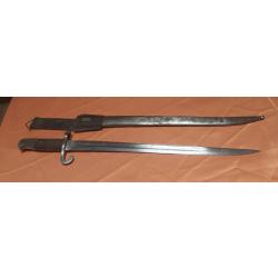 BAIONNETTE AUTRICHIENNE MODELE 1870 RECOUPEE AVEC GOUSSET PORTE FOURREAU, FUSIL WERNDL