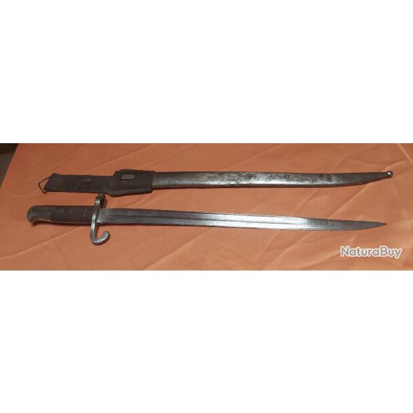 BAIONNETTE AUTRICHIENNE MODELE 1870 RECOUPEE AVEC GOUSSET PORTE FOURREAU, FUSIL WERNDL